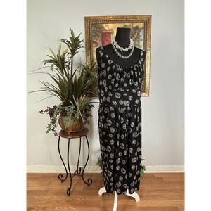 Jones New York Black Maxi Dress 16 Sleeveless Fit & Flare Academia Whimsigoth